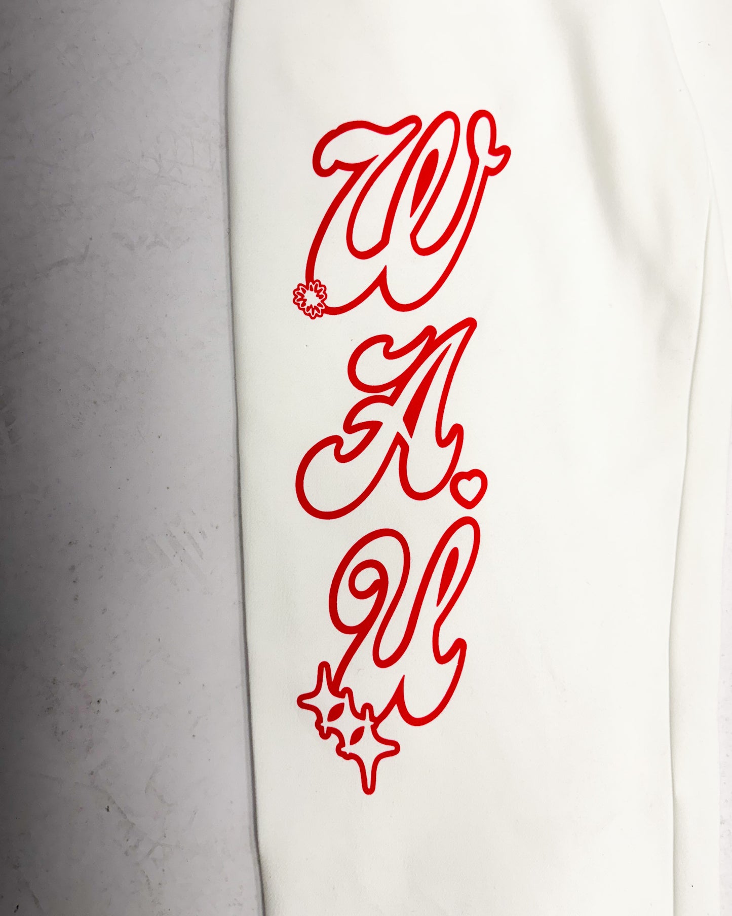 WAU Logo Sweatpants -White/Red