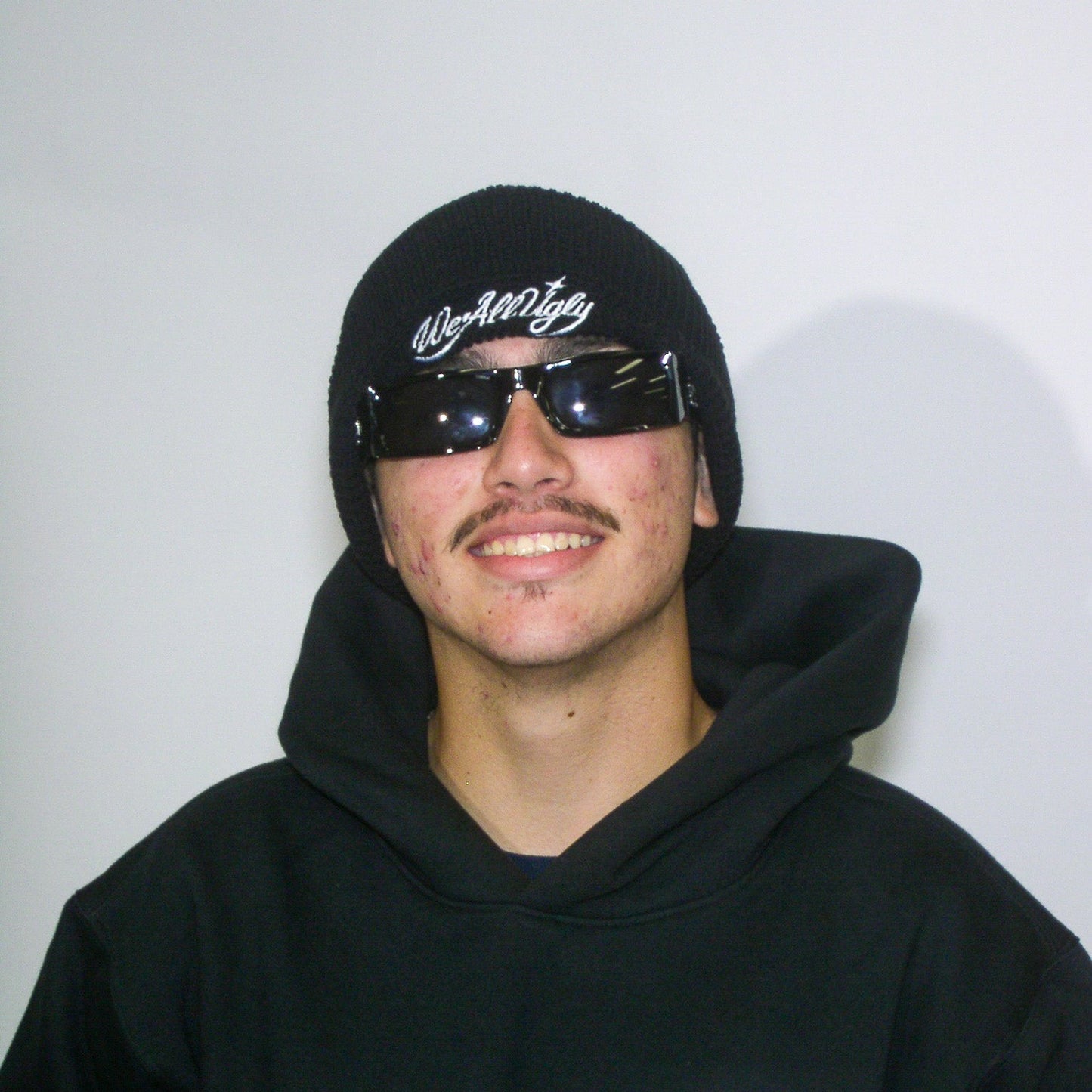 We All Ugly - Black - Waffle Knit Beanie