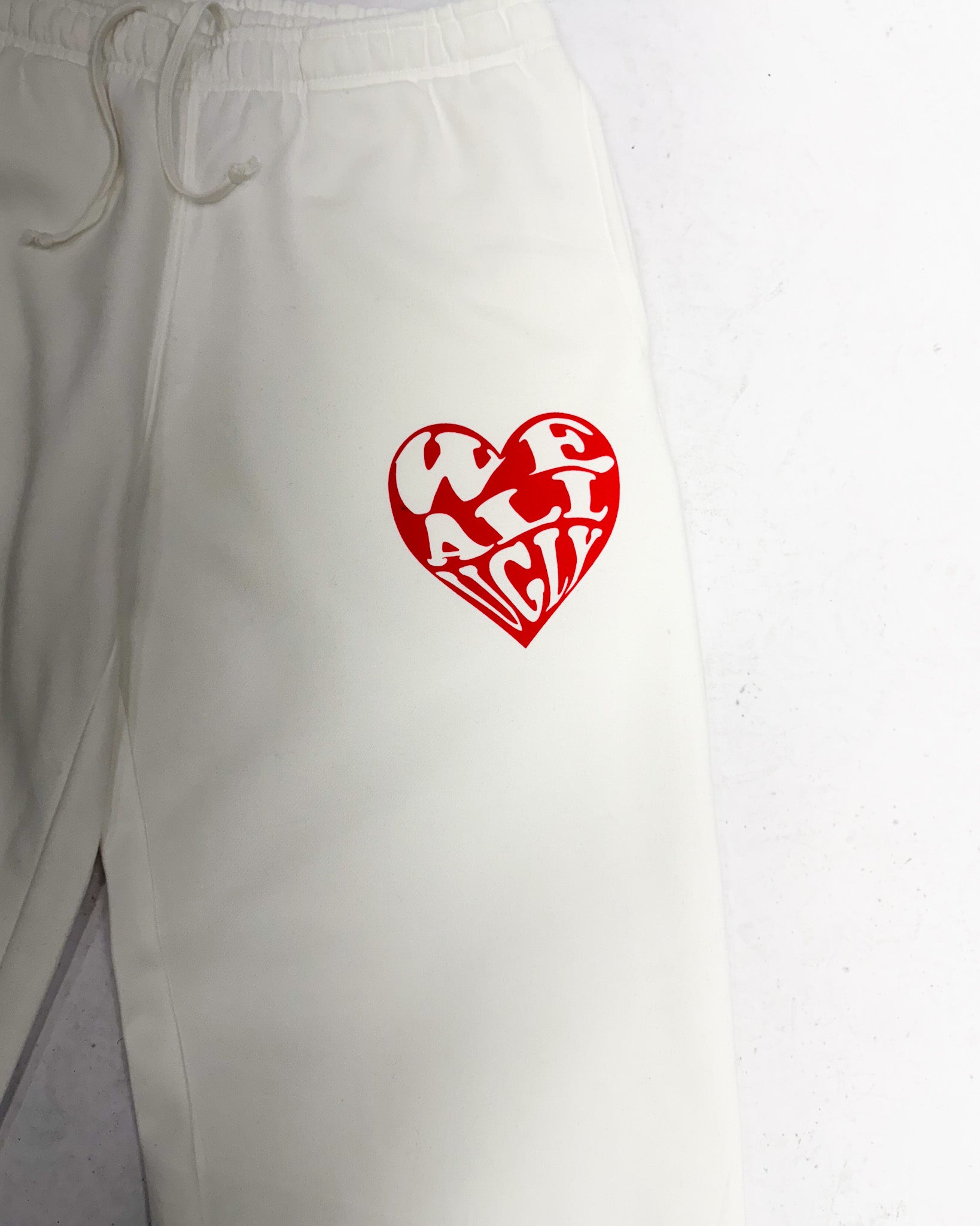 WAU Logo Sweatpants -White/Red – We All Ugly