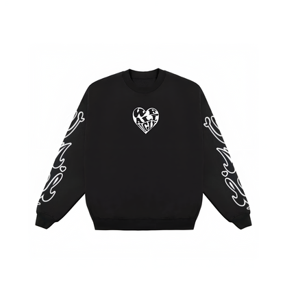 WAU Heart Crewneck — Black