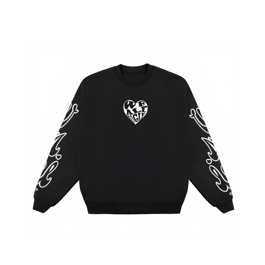 WAU Heart Crewneck — Black
