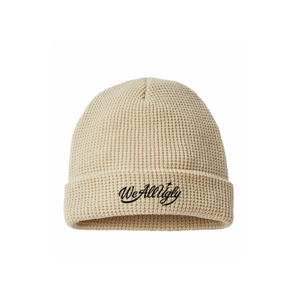 We All Ugly - Beige - Waffle Knit Beanie