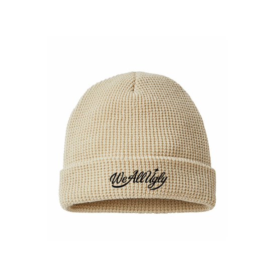 We All Ugly - Beige - Waffle Knit Beanie