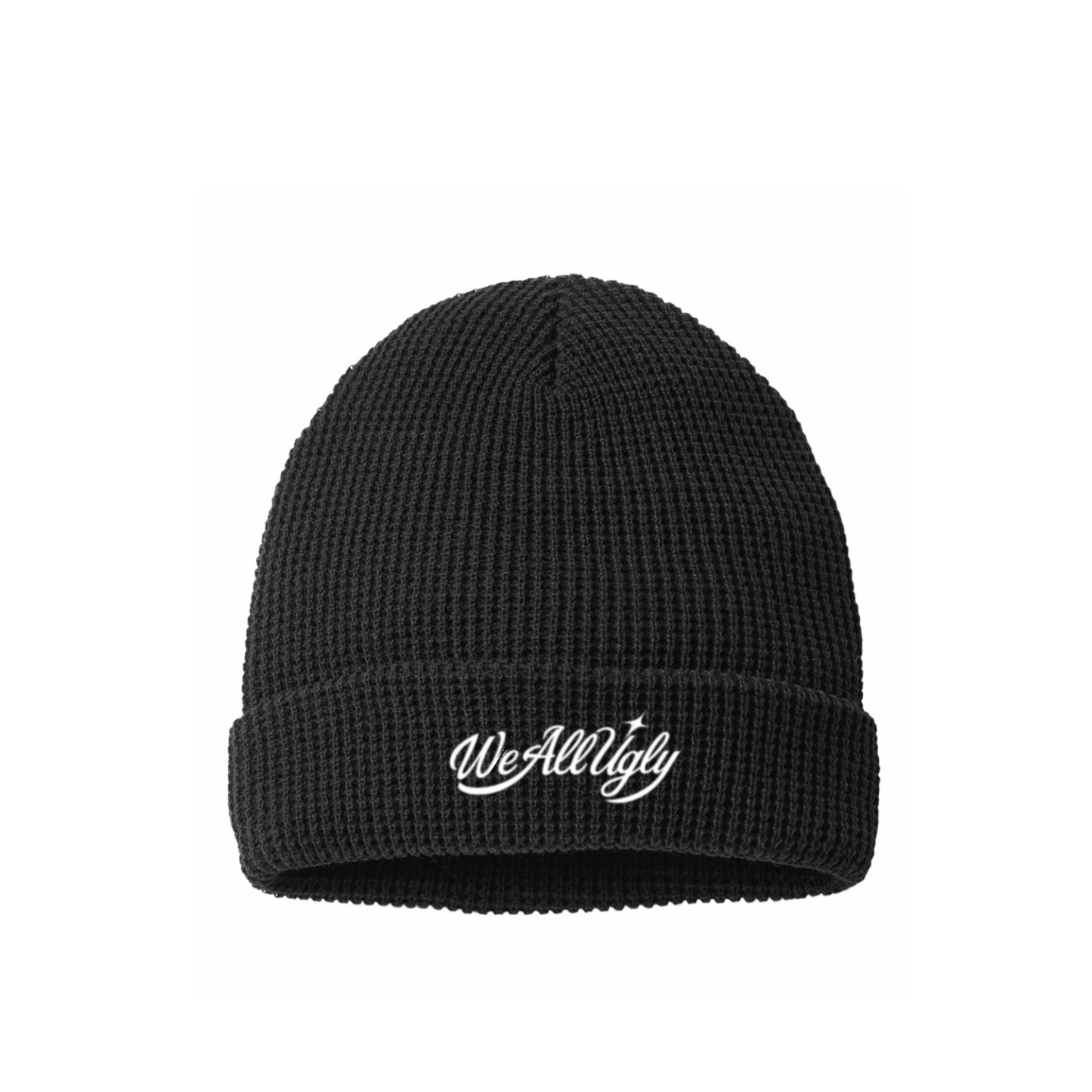 We All Ugly - Black - Waffle Knit Beanie